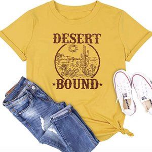 Desert Bound Country Western Yellow Graphic Tee